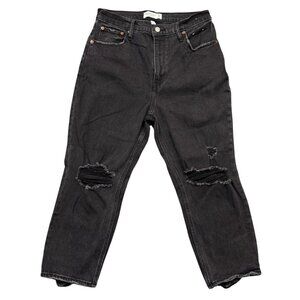 Abercrombie Fitch Curve Love Ultra High Rise Black Jean Goth Grunge 29 8 X Short